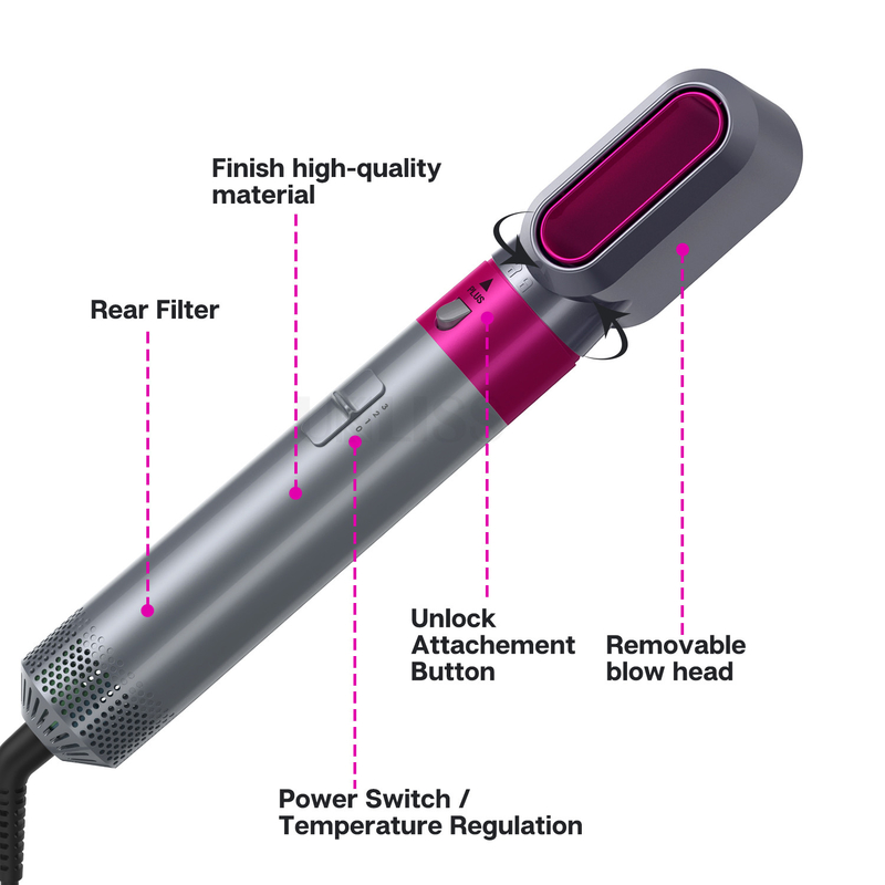 Αρνητικό ιόν Air Wrap Αυτοματοποιημένο Curling Hair Styling Hot Air Brush 5 σε 1 Πολυλειτουργία