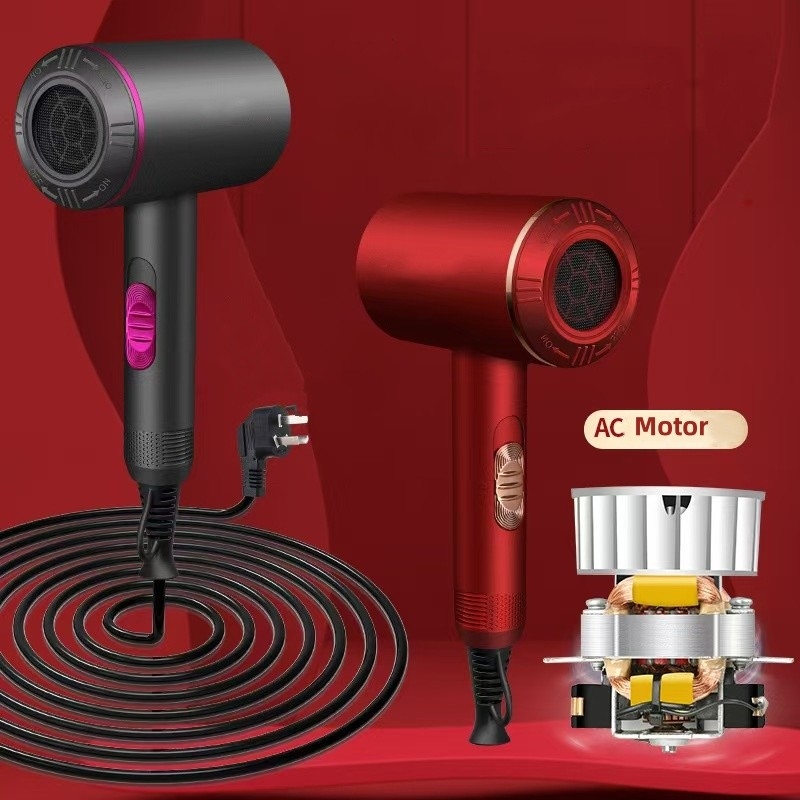 1300W ισχυρό στεγνωτήριο μαλλιών κινητήρας AC γρήγορης ξήρανσης Ιονική θερμαντική ρύθμιση με 1 διάχυτο και 2 ακροφύσια συγκέντρωσης