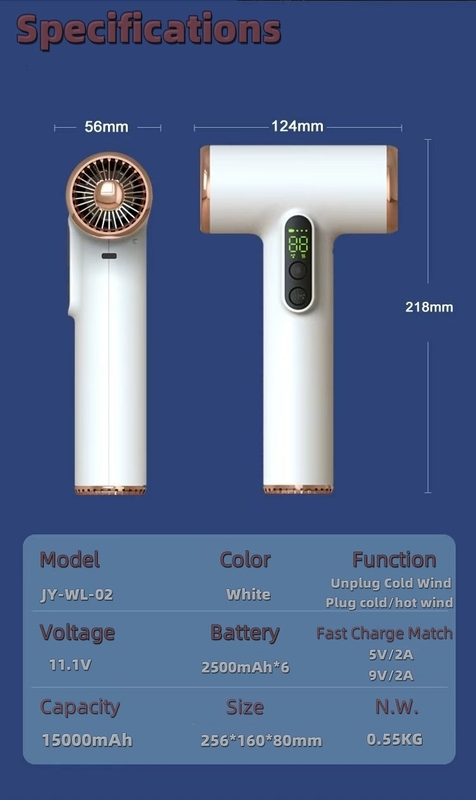 Μεγέθους ταξιδιού 200W Ασύρματα στεγνωτήρες μαλλιών με μπαταρία με χαμηλή απόδοση θορύβου