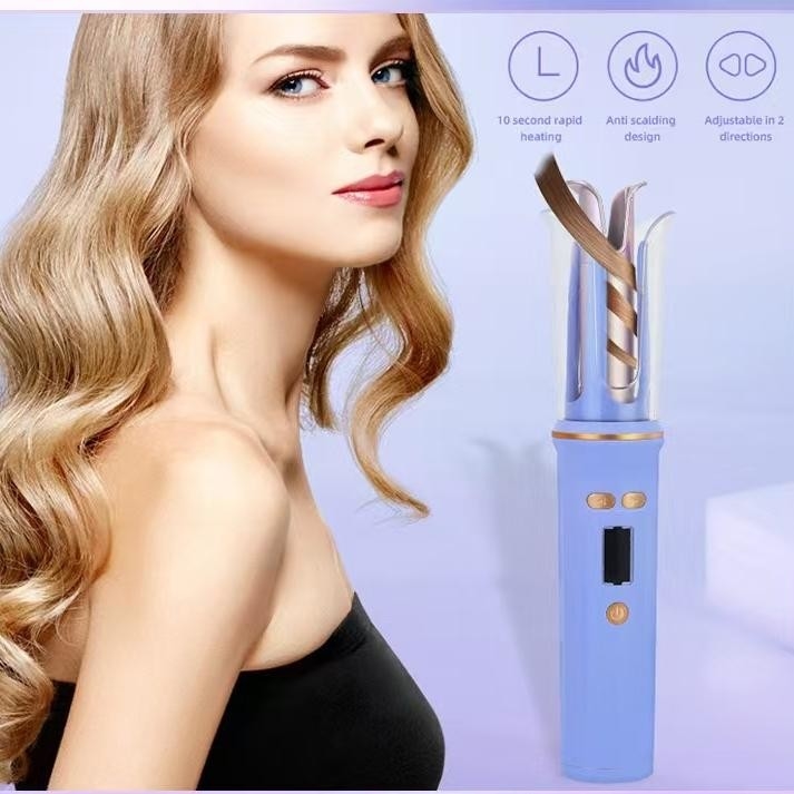 USB επαναφορτιζόμενο φορητό μαλλί curler ταξίδι ασύρματο μίνι μαλλιά σίδηρο αυτόματο curler LCD οθόνη θερμοκρασία