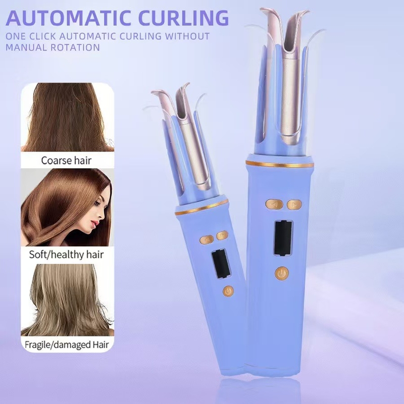 USB επαναφορτιζόμενο φορητό μαλλί curler ταξίδι ασύρματο μίνι μαλλιά σίδηρο αυτόματο curler LCD οθόνη θερμοκρασία