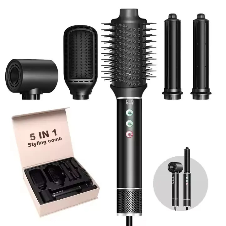 5 σε 1 Ζεστό αερό βούρτσα Μεγάλη ταχύτητα Brushless κινητήρα αυτόματη κάλυψη στεγνωτήρα μαλλιών Σετ αρνητικά ιόντα Αεροπορία Αλουμινίου Shell