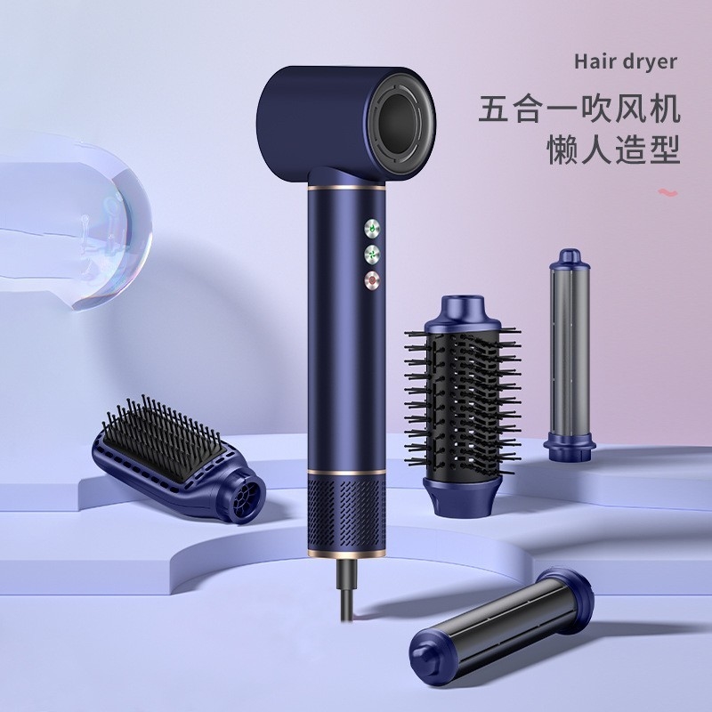 220V 5 σε 1 ταχύτητα Hot Air Styler Επαγγελματικό Frizz-Free Blow Dryer Brush Curl Διόρθωση με ταξιδιωτική τσάντα 3 Gear Cold