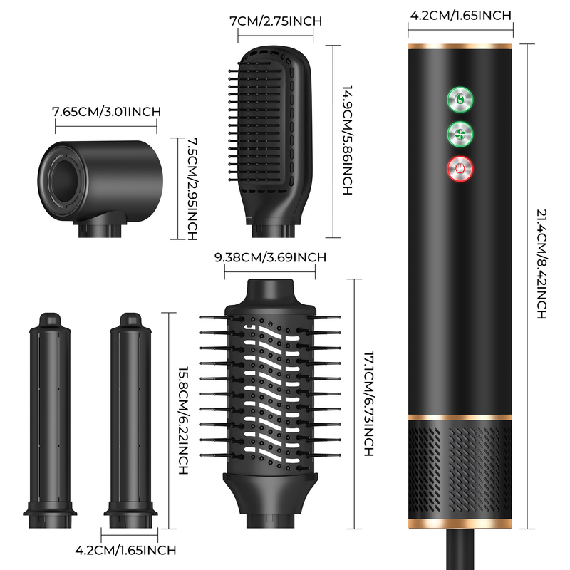 220V 5 σε 1 ταχύτητα Hot Air Styler Επαγγελματικό Frizz-Free Blow Dryer Brush Curl Διόρθωση με ταξιδιωτική τσάντα 3 Gear Cold