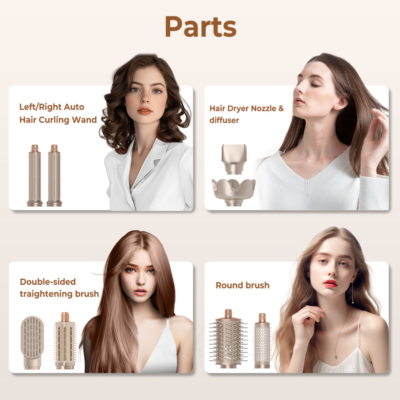 Ψυχρό 4 Gear 8 σε 1 Hair Styler 110 000 RPM ταχύτητα αρνητικό ιόνιο στεγνωτήρα μαλλιών αυτόματο κάλυψη σίδηρο Volumizer Straightener