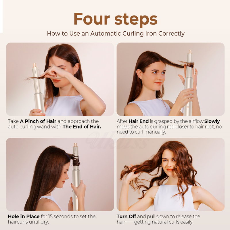 Ψυχρό 4 Gear 8 σε 1 Hair Styler 110 000 RPM ταχύτητα αρνητικό ιόνιο στεγνωτήρα μαλλιών αυτόματο κάλυψη σίδηρο Volumizer Straightener